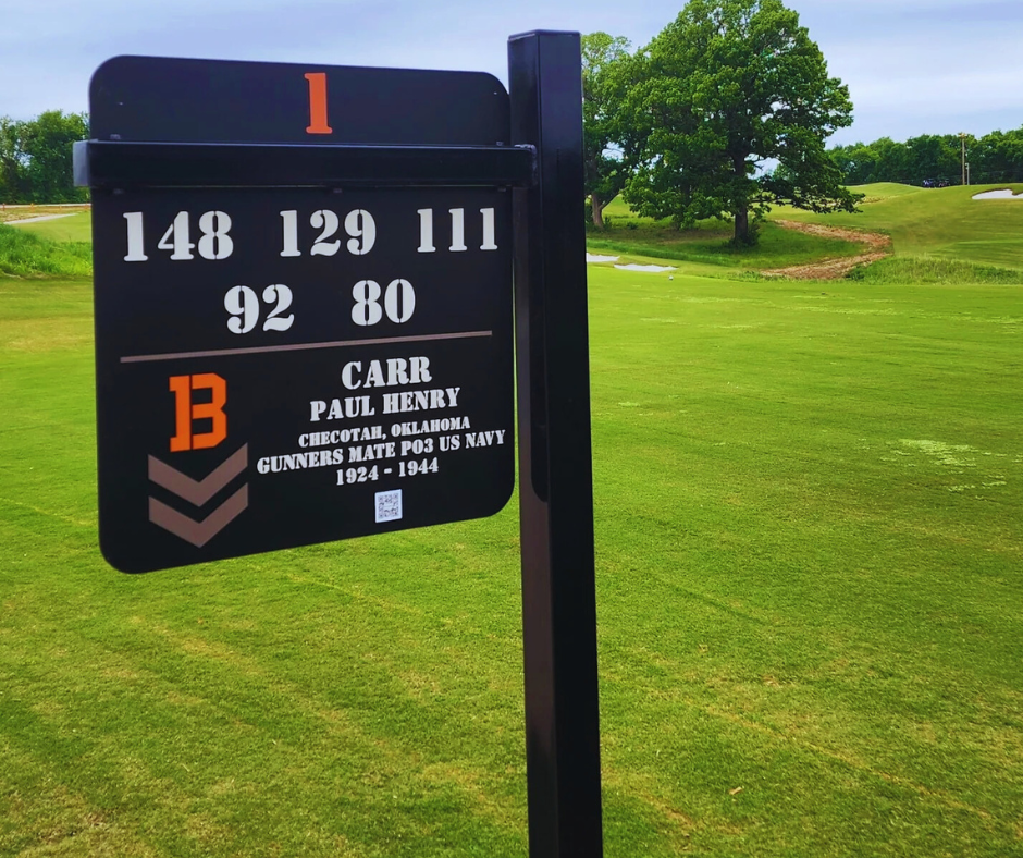 The Battlefield at Shangri-La Golf Course Veteran Sign.